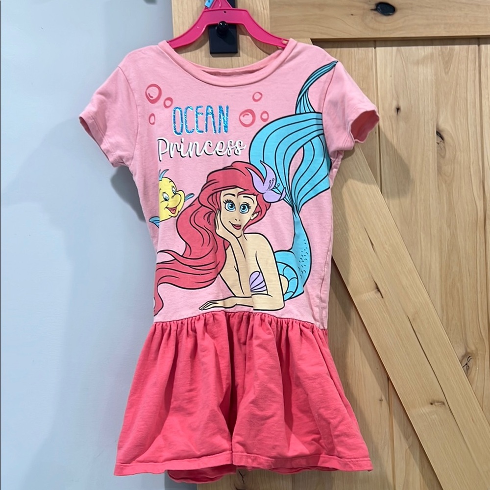 Pink Ariel Ocean Princess Dress with Flounder 100% cotton